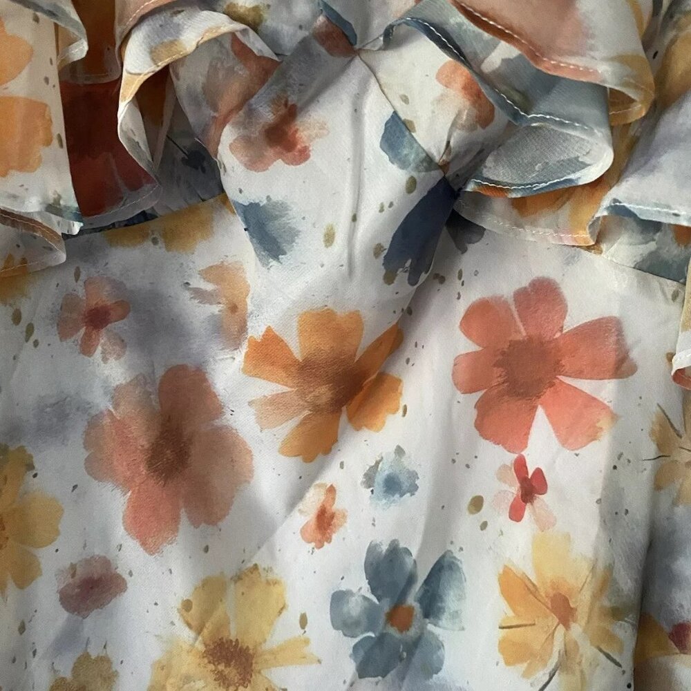 By Anthropologie Sleeveless Asymmetric Ruffled Midi Dress size XL new nwt yellow - Picture 3 of 6